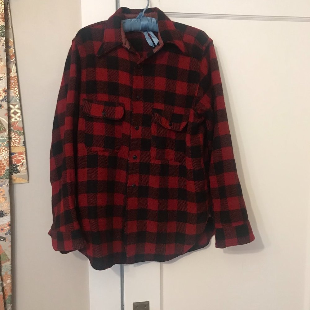 Vintage-1940s-Reliance Ensada-Red and Black Flannel-Medium